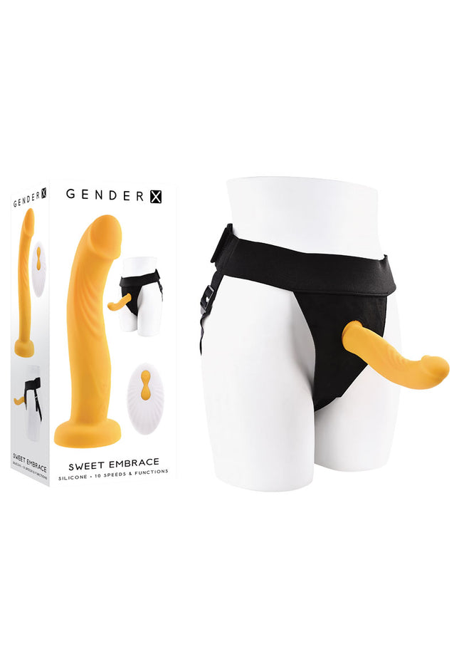 Gender X SWEET EMBRACE - Yellow 17.8 cm USB Rechargeable Strap-On