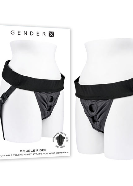 Gender X DOUBLE RIDER - Black Adjustable Strap-On Harness (No Probe Included)