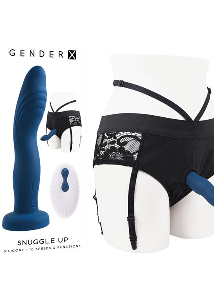 Gender X SNUGGLE UP - Blue 18.2 cm USB Rechargeable Strap-On