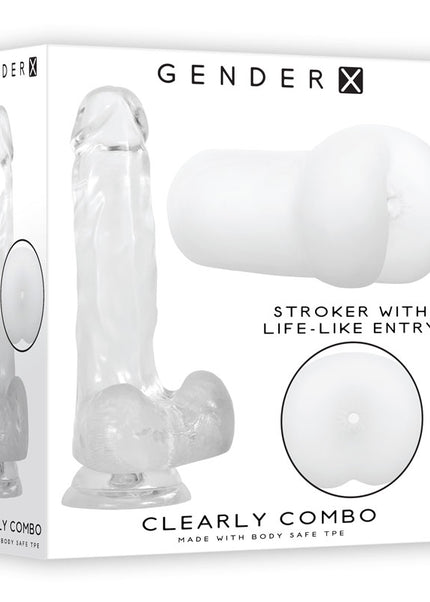 Gender X CLEARLY COMBO - Clear Dildo and Masturbator Set