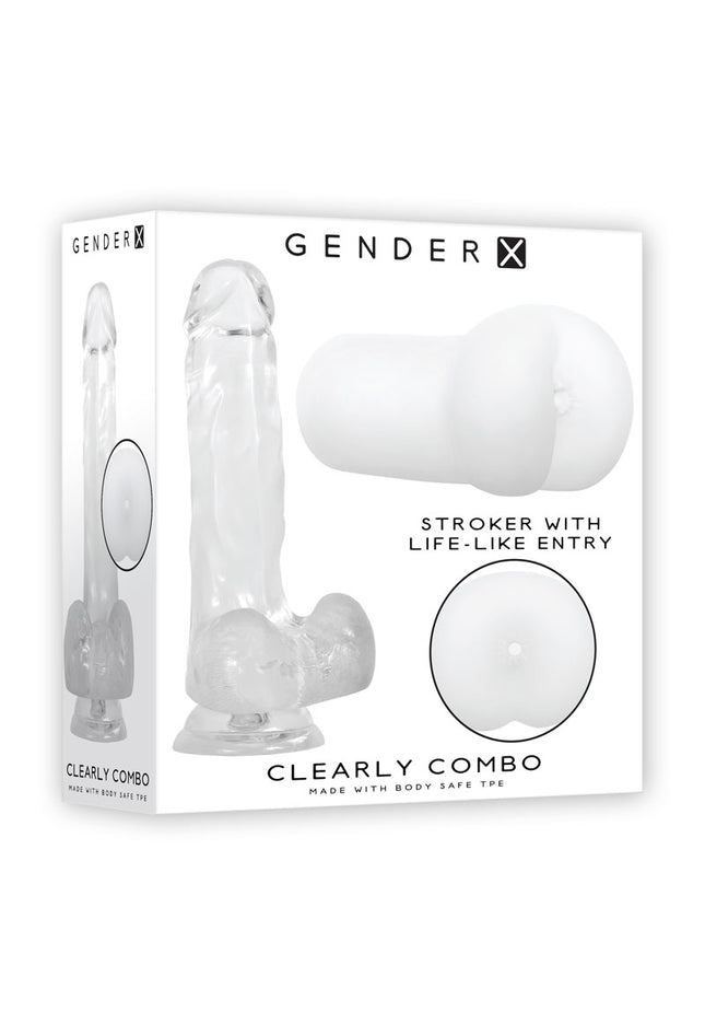 Gender X CLEARLY COMBO - Clear Dildo and Masturbator Set