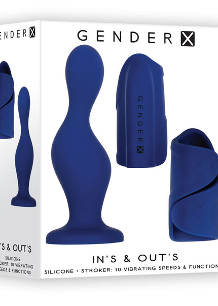 Gender X IN'S & OUT'S - Blue Plug and Vibrating Stroker Kit