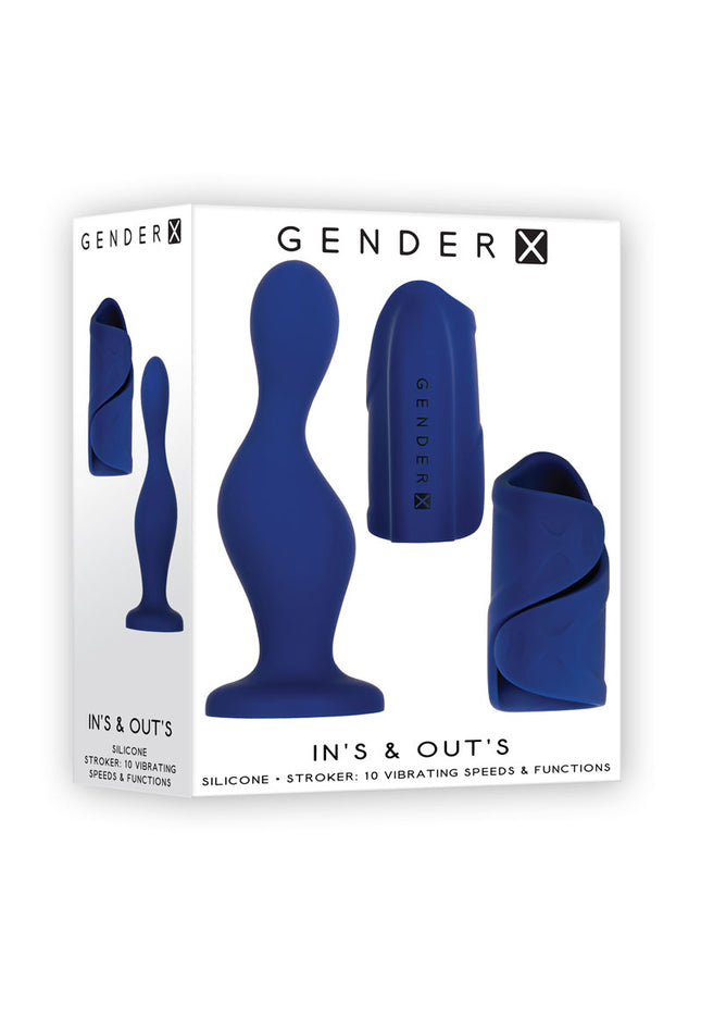 Gender X IN'S & OUT'S - Blue Plug and Vibrating Stroker Kit