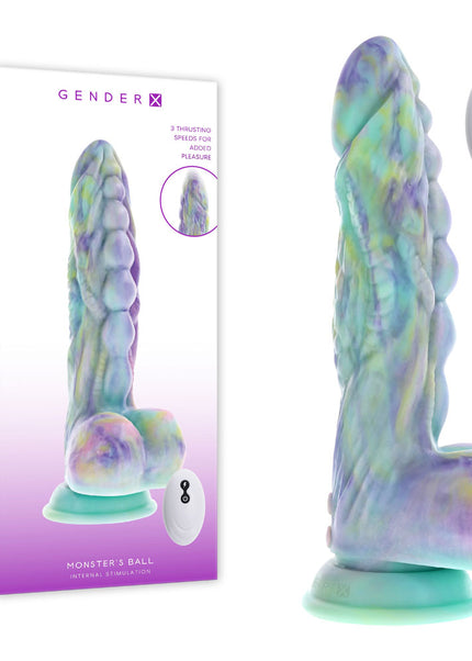 Gender X MONSTER'S BALL - USB Rechargeable Vibrating and Thrusting Fantasy Dildo with Wireless Remote