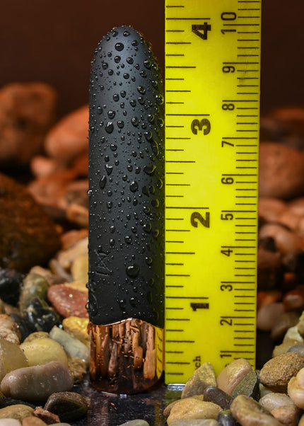 Gender X THE GOLD STANDARD - Black/Rose Gold 10 cm USB Rechargeable Bullet