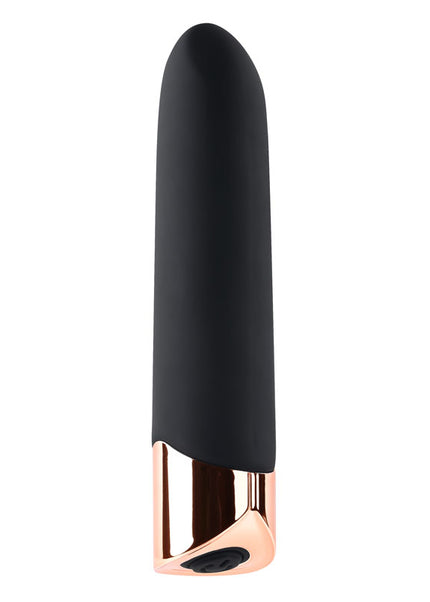Gender X THE GOLD STANDARD - Black/Rose Gold 10 cm USB Rechargeable Bullet
