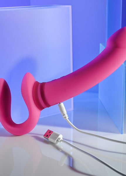 Gender X SHARING IS CARING - Pink 21.9 cm USB Rechargeable Strapless Strap-On