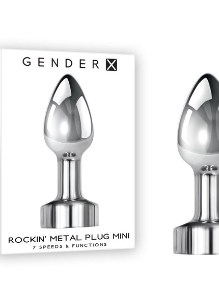 Gender X ROCKIN METAL PLUG MINI - Chrome 7.8 cm USB Rechargeable Vibrating Mini Butt Plug