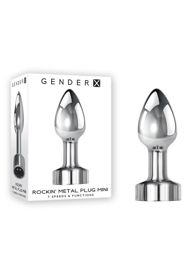 Gender X ROCKIN METAL PLUG MINI - Chrome 7.8 cm USB Rechargeable Vibrating Mini Butt Plug
