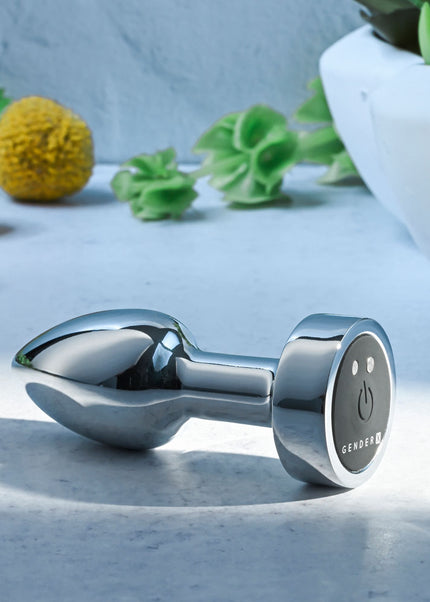 Gender X ROCKIN METAL PLUG MINI - Chrome 7.8 cm USB Rechargeable Vibrating Mini Butt Plug