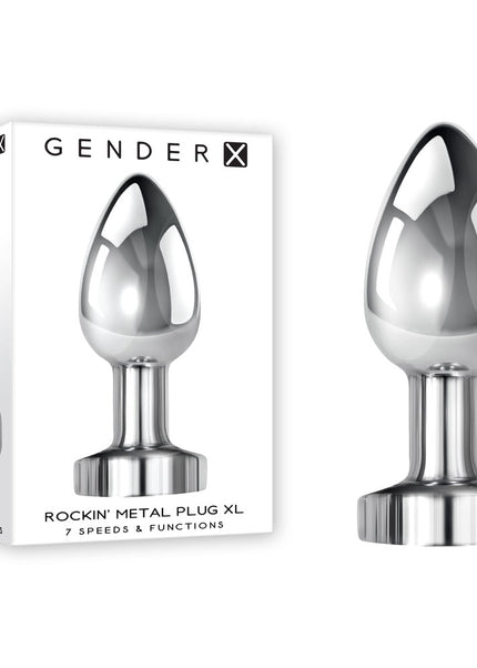Gender X ROCKIN METAL PLUG XL - Chrome 10.5 cm USB Rechargeable Vibrating XL Butt Plug