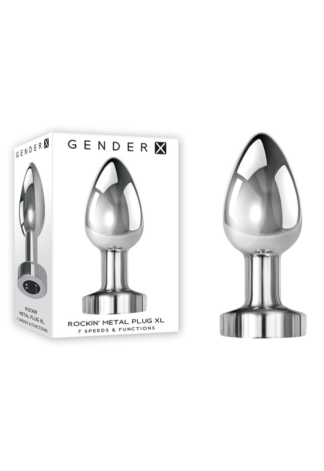 Gender X ROCKIN METAL PLUG XL - Chrome 10.5 cm USB Rechargeable Vibrating XL Butt Plug