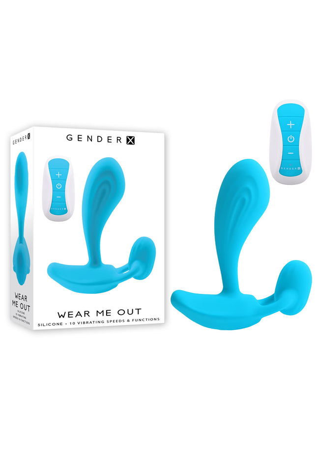 Gender X WEAR ME OUT - Blue 11.1 cm USB Rechargeable Wearable Vibrator with Wireless Remote