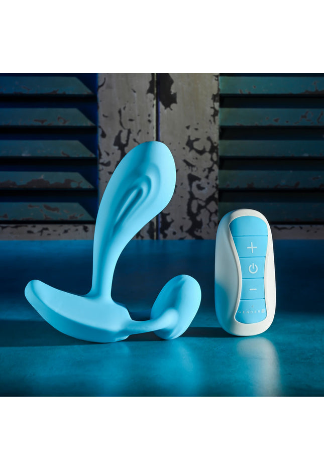 Gender X WEAR ME OUT - Blue 11.1 cm USB Rechargeable Wearable Vibrator with Wireless Remote