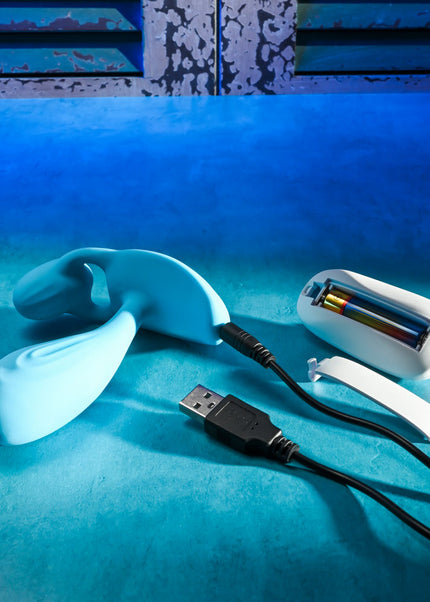 Gender X WEAR ME OUT - Blue 11.1 cm USB Rechargeable Wearable Vibrator with Wireless Remote