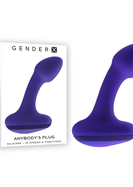 Gender X ANYBODYS PLUG - Blue 11.4 cm USB Rechargeable Vibrating Butt Plug