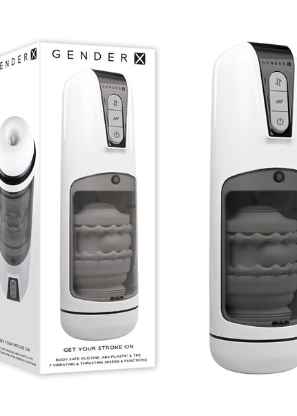 Gender X GET YOUR STROKE ON - USB Rechargeable Thrusting & Vibrating Auto Masturbator