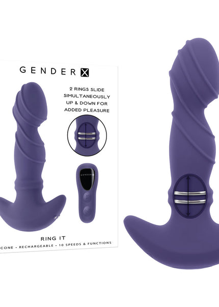 Gender X RING IT - Purple 16.5 cm USB Rechargeable Vibrator with Wireless Remote