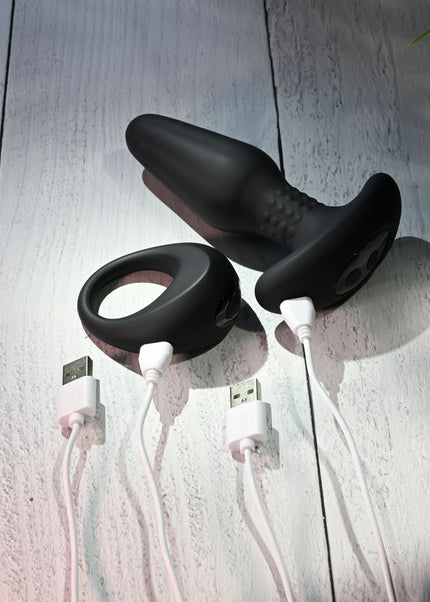 Gender X TEAMWORK - Black USB Rechargeable Rimming Butt Plug & Vibrating Cock Ring
