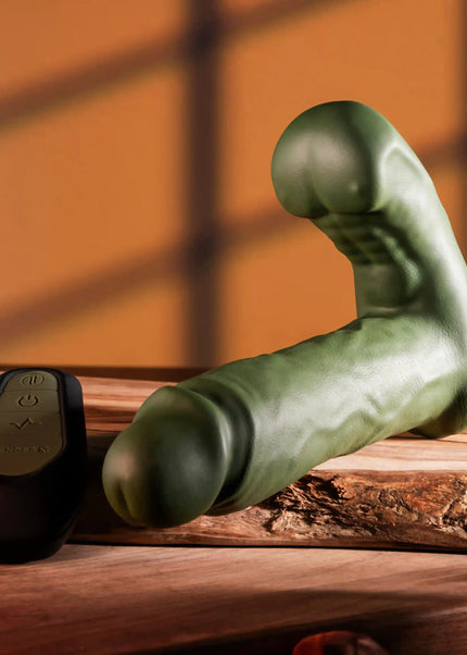 Gender X THE HUNK - Green 15.2 cm USB Rechargeable Thrusting Vibrator with Remote