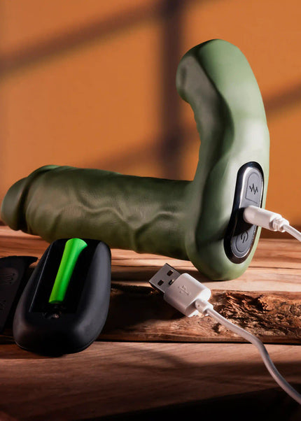 Gender X THE HUNK - Green 15.2 cm USB Rechargeable Thrusting Vibrator with Remote