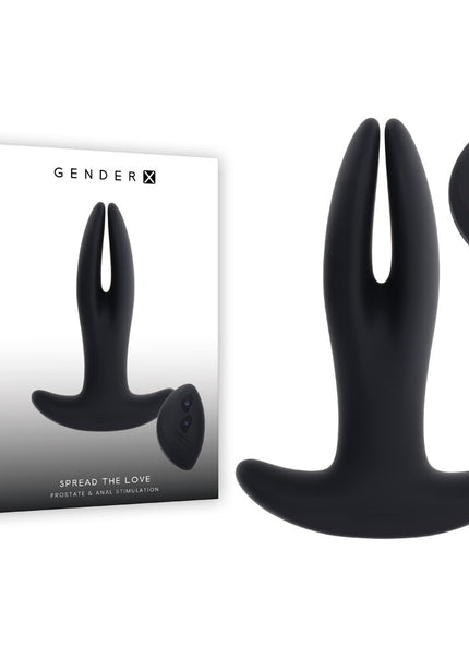 Gender X SPREAD THE LOVE - Black USB Rechargeable Stretching Anal Plug with Wireless Remote