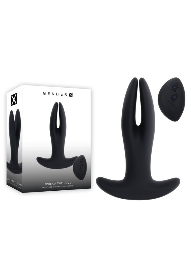 Gender X SPREAD THE LOVE - Black USB Rechargeable Stretching Anal Plug with Wireless Remote