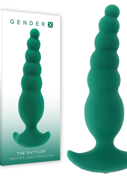 Gender X THE RATTLER - Green 17 cm USB Rechargeable Vibrating and Twirling Anal Plug