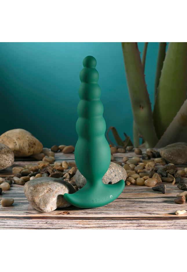 Gender X THE RATTLER - Green 17 cm USB Rechargeable Vibrating and Twirling Anal Plug
