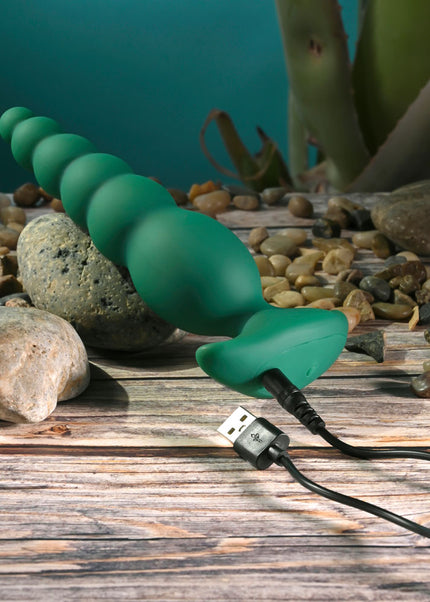 Gender X THE RATTLER - Green 17 cm USB Rechargeable Vibrating and Twirling Anal Plug