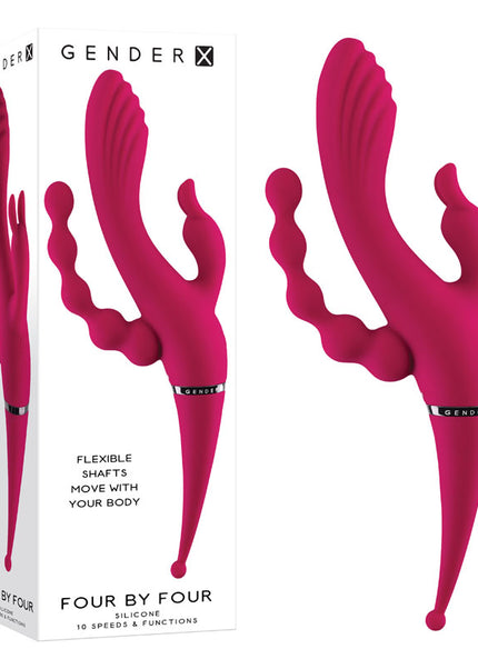 Gender X FOUR BY FOUR - Pink 27.5 cm USB Rechargeable Multi Vibrator