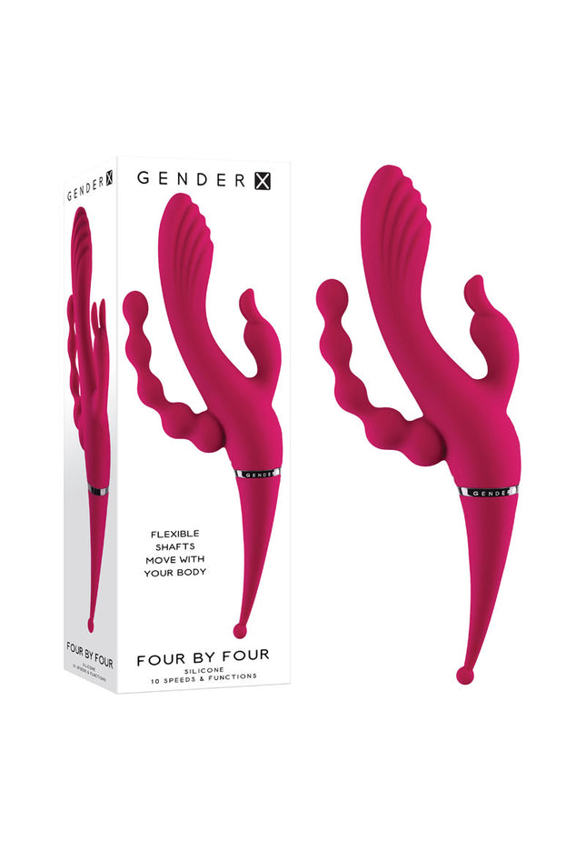 Gender X FOUR BY FOUR - Pink 27.5 cm USB Rechargeable Multi Vibrator
