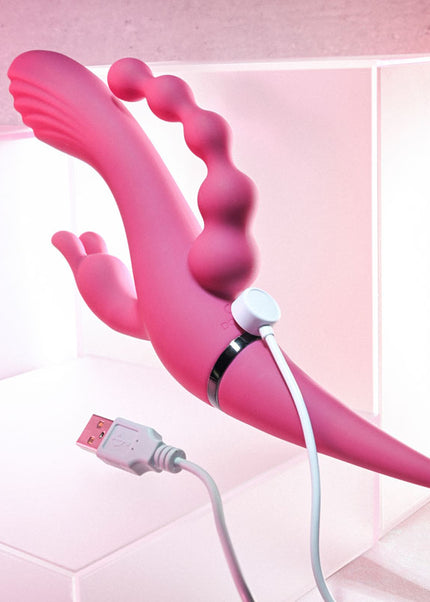 Gender X FOUR BY FOUR - Pink 27.5 cm USB Rechargeable Multi Vibrator