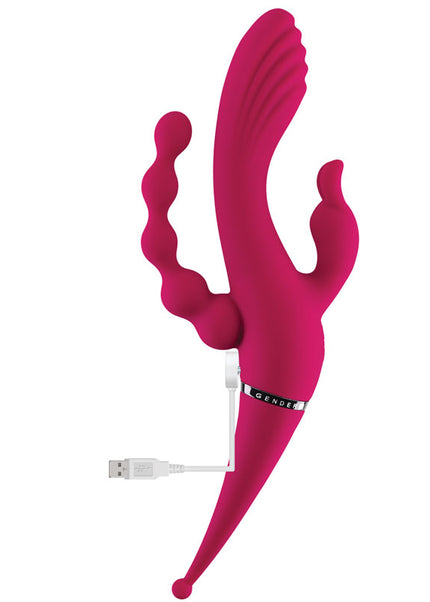 Gender X FOUR BY FOUR - Pink 27.5 cm USB Rechargeable Multi Vibrator