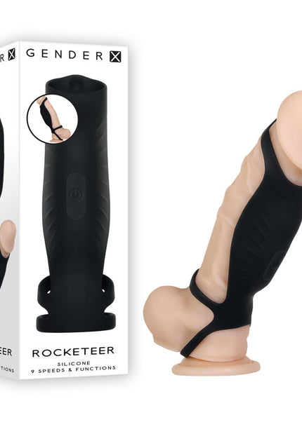 Gender X ROCKETEER - Black USB Rechargeable Vibrating Penis Sleeve