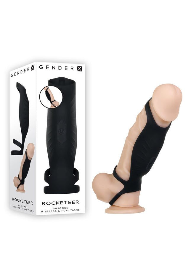Gender X ROCKETEER - Black USB Rechargeable Vibrating Penis Sleeve
