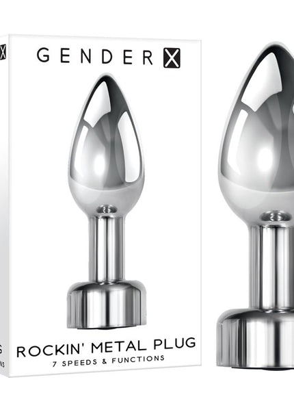 Gender X ROCKIN' METAL PLUG - Metallic 9.3 cm USB Rechargeable Butt Plug
