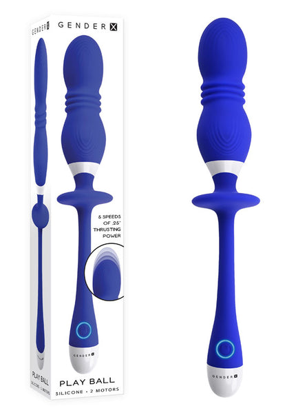 Gender X PLAY BALL - Blue 25 cm USB Rechargeable Thrusting & Vibrating Orbs