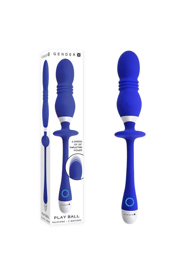 Gender X PLAY BALL - Blue 25 cm USB Rechargeable Thrusting & Vibrating Orbs