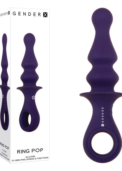 Gender X RING POP - Dark Blue 15.2 cm USB Rechargeable Vibrating Anal Plug