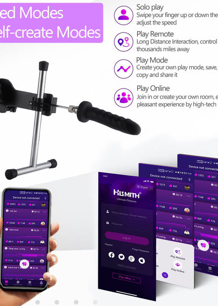 Hismith Mini Pro - Black Mains Powered Sex Machine with App Control and Remote