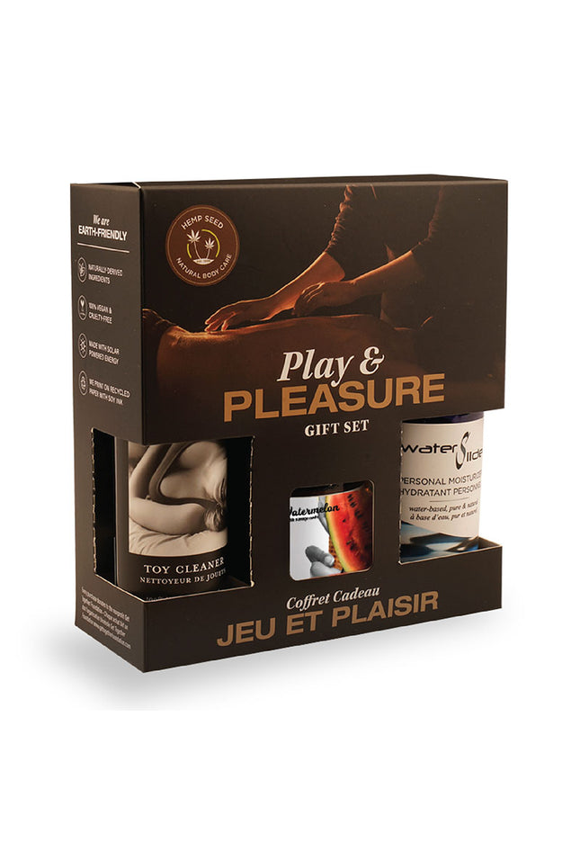 Hemp Seed Play & Pleasure Gift Set - Watermelon Flavoured Edible Candle with Lube & Cleaner