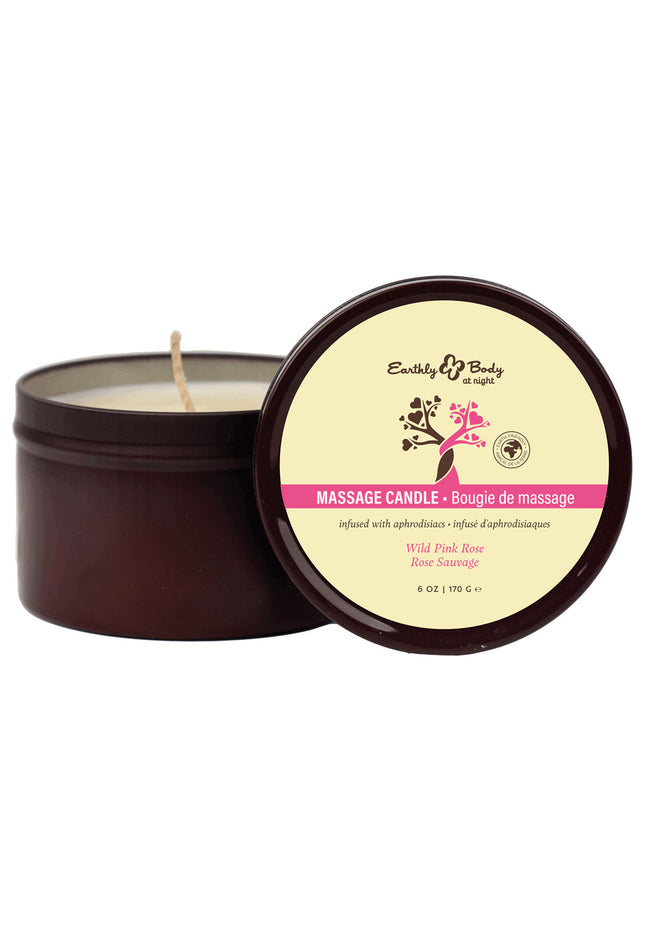 EB Aphrodisiac Massage Candle - Wild Pink Rose - Wild Pink Rose Scented Massage Candle - 170 g
