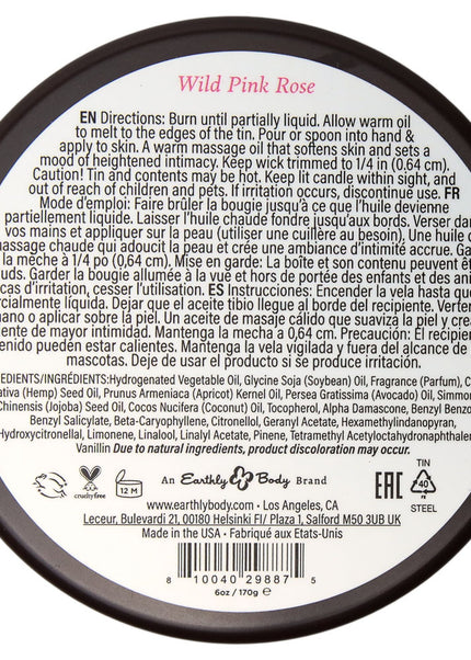 EB Aphrodisiac Massage Candle - Wild Pink Rose - Wild Pink Rose Scented Massage Candle - 170 g