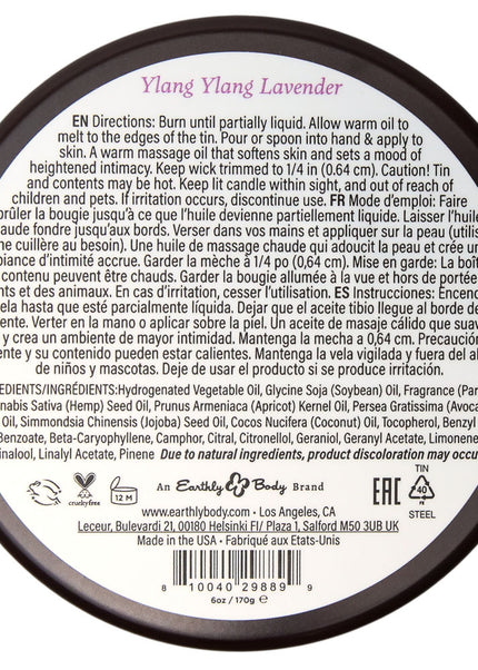 EB Aphrodisiac Massage Candle - Ylang Ylang Lavender - Ylang Ylang Lavender Scented Massage Candle - 170 g