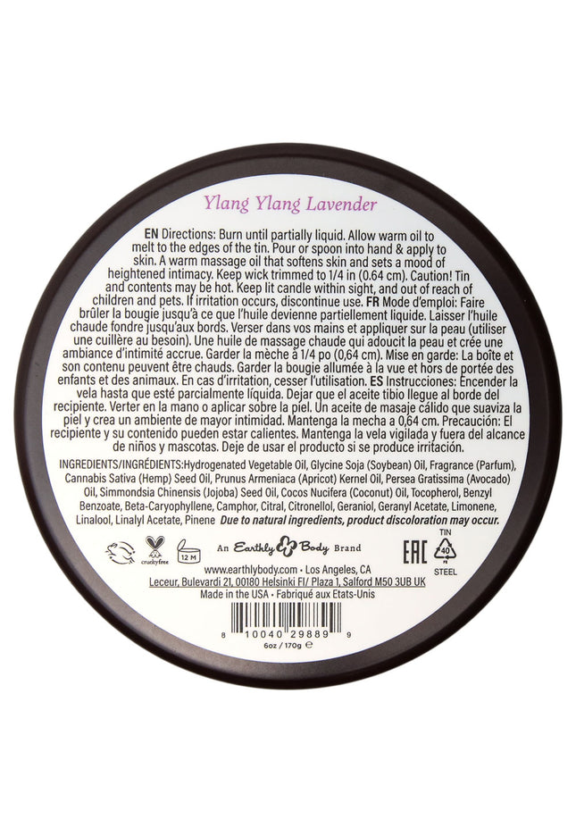 EB Aphrodisiac Massage Candle - Ylang Ylang Lavender - Ylang Ylang Lavender Scented Massage Candle - 170 g