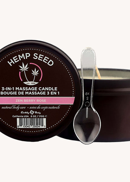 Hemp Seed 3-In-1 Massage Candle - Zen Berry Rose (Blackberry