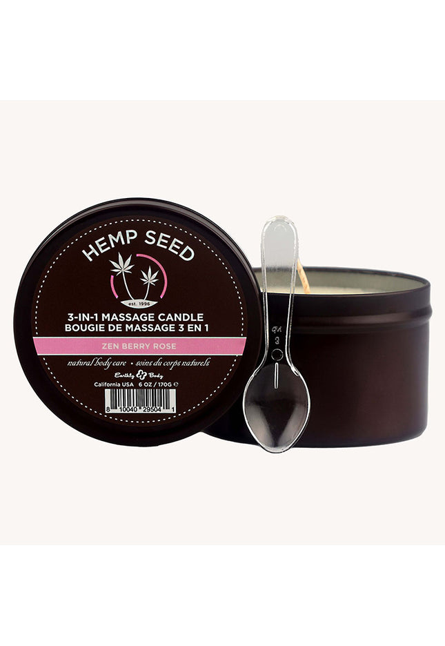 Hemp Seed 3-In-1 Massage Candle - Zen Berry Rose (Blackberry