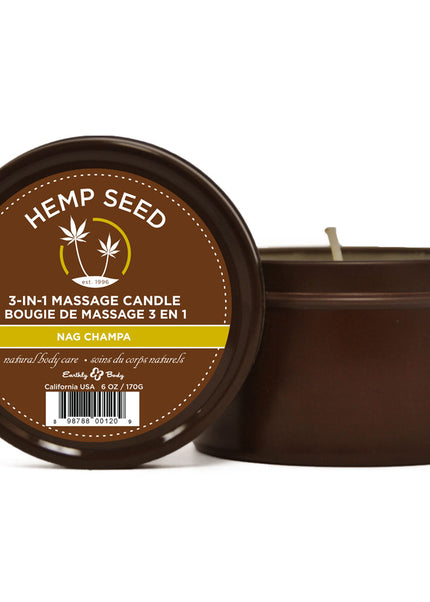 Hemp Seed 3-In-1 Massage Candle - Nag Champa (East Indian Incense) Scented - 170 g