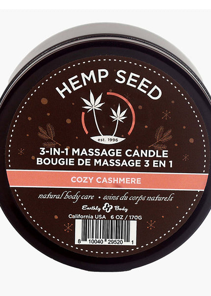 Hemp Seed 3-In-1 Massage Candle - Cozy Cashmere - Cozy Cashmere (Bourbon, Jasmine & Cotton Candy) - 170 g